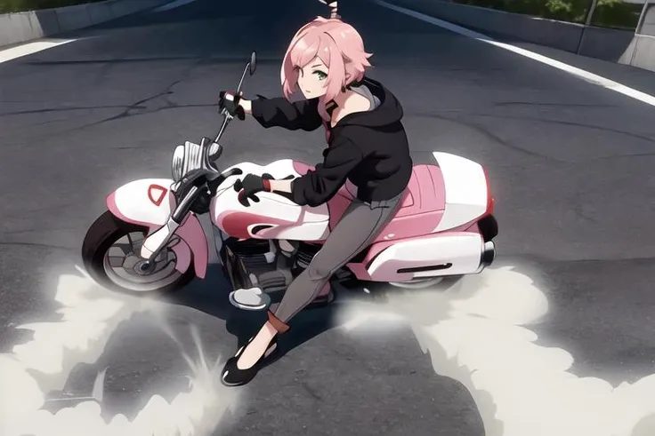 masterpiece, best quality, 1girl, smoke, riding motor vehicle,
BREAK pink straight hair BREAK gray eyes
<lora:abs-3:0.7>
