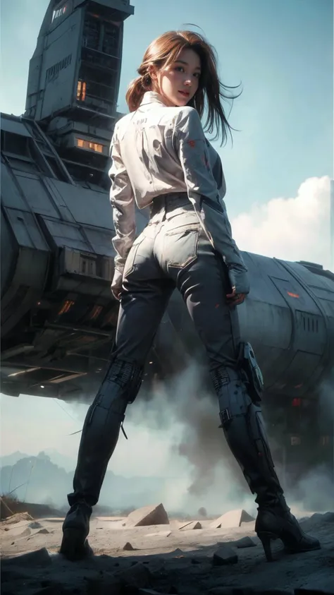 (Realistic),masterpiece,best quality,highest detail,depth of field,aesthetic,Point-of-View Shot,
1girl,photo of a cute girl,full body,light smile,charming,20yo,looking at viewer,dutch braid hair.fluttering hair,Fiery red hair,Crystal Blue,Skateboarding,edgMecha,wearing edgMecha,mecha suit,robot suit,((giant woman)),dungarees,
<lora:GoodHands-vanilla:1>,<lora:add_detail:1>,<lora:Better light:1>,<lora:edgMechaSuit:0.8>,<lora:universe:0.8>,space,moon,planet,