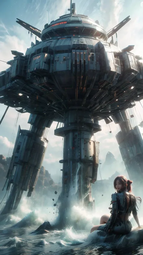 (Realistic),masterpiece,best quality,highest detail,depth of field,aesthetic,Dolly Shot,
1girl,photo of a cute girl,full body,light smile,charming,20yo,looking at viewer,Half-up, half-down hairstyle Hair.shiny hair,Iridescent rainbow hair,Sunset Gradient,Sitting,edgMecha,wearing edgMecha,mecha suit,robot suit,((giant woman)),silvercleavage dress,
<lora:GoodHands-vanilla:1>,<lora:add_detail:1>,<lora:Better light:1>,<lora:edgMechaSuit:0.8>,<lora:universe:0.8>,space,moon,planet,