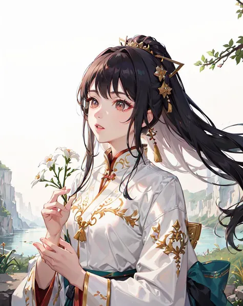 <lora:hanfu_v30Ming:0.2> song style,song hanfu,standing collar, river, (8k, best quality, masterpiece:1.2),(best quality:1.0), (ultra highres:1.0), watercolor, a beautiful woman, shoulder, hair ribbons, by agnes cecile, full body portrait, extremely luminous bright design, (pastel colors), forest background, modelshoot style, very long hair, intricate, elegant, realism, (hyperrealism), (cinematic), (hyperdetailed:1.2), hdr