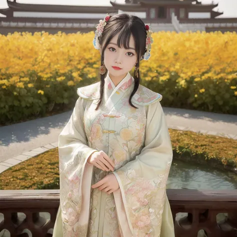 (masterpiece),(best quality:1.0), (ultra highres:1.0), (realistic, photo-realistic:1.37),
1girl,solo,standing, beautiful detailed eyes, cute, (beautiful eyes:1.2), black hair,
ming hanfu, <lora:hanfu_v30Ming:0.5>,
chinese style architecture