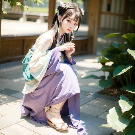 (4k, best quality), (realistic, photo-realistic), perfect hand,cute, dating, (nose blush), (closed mouth) small breasts, beautiful detailed eyes,1girl wearing tangstyle,<lora:japaneseDollLikeness_v10:0.3>,<lora:hanfu_v2.8:0.7>,(tangstyle,hanfu,full body:1.2)