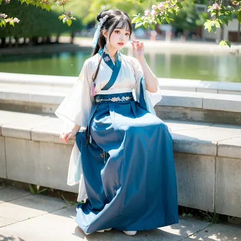 (4k, best quality), (realistic, photo-realistic), perfect hand,cute, dating, (nose blush), (closed mouth) medium breasts,  breasts, beautiful detailed eyes,1girl wearing tangstyle,<lora:japaneseDollLikeness_v10:0.3>,<lora:hanfu_v2.8:0.7>,(tangstyle,hanfu,full body:1.2)