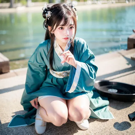 (4k, best quality), (realistic, photo-realistic), perfect hand,cute, dating, (nose blush), (closed mouth) small breasts, beautiful detailed eyes,1girl wearing tangstyle,<lora:japaneseDollLikeness_v10:0.3>,<lora:hanfu_v2.8:0.7>,(tangstyle,hanfu,full body:1.2)