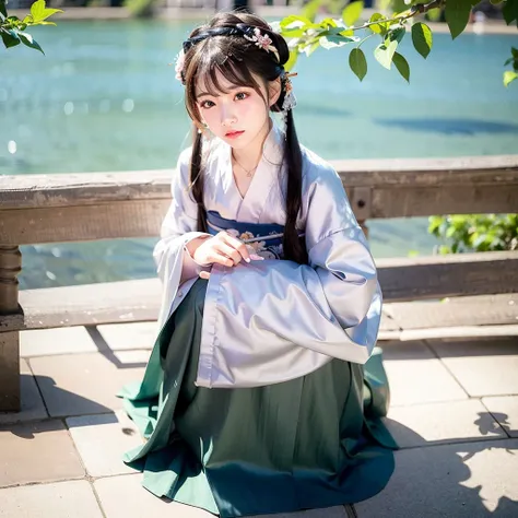(4k, best quality), (realistic, photo-realistic), perfect hand,cute, dating, (nose blush), (closed mouth) small breasts, beautiful detailed eyes,1girl wearing tangstyle,<lora:japaneseDollLikeness_v10:0.3>,<lora:hanfu_v2.8:0.7>,(tangstyle,hanfu,full body:1.2)