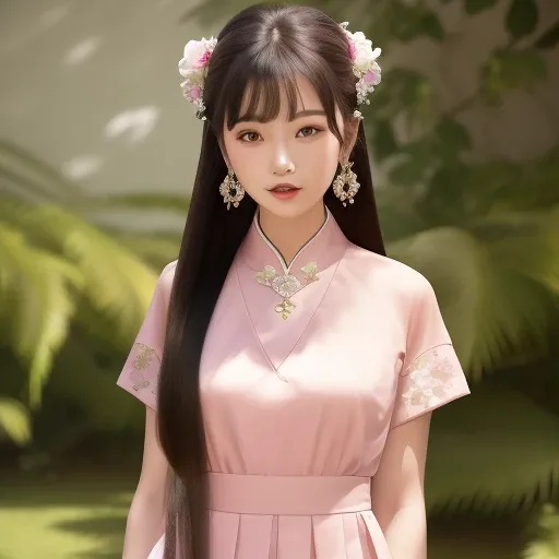 best quality, masterpiece, highres, 1girl,china dress,Beautiful face,hair ornament, (solo:1.5),looking at viewer,lips, dress,hair ornament, necklace, jewelry,( absurdly long hair:1.5), earrings, chinese clothes, (photorealistic:1.4),ultra high res, best quality,blush with shame,hair strand,arms behind back,(expressive hair:1.4),smile,upper teeth,