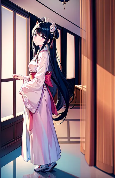 (masterpiece,8k wallpaper, best quality), (best illumination, best shadow, an extremely delicate and beautiful),   indoors, 1girl, living room, puddle,  tang style outfits, tang hanfu, under shan, chest ru skirt, hanfu,  cute, dating, (nose blush), (closed mouth),  wide-eyed,  small breasts, beautiful detailed eyes, , ( full body:1.2), 1girl, black eyes, black hair, very long hair, Chandelier, cowboy shot,   chinese style room,  <lora:taiwanDollLikeness_v10:0.4>,  <lora:hanfu_v29:0.64>,  <lora:3db515:0.2>