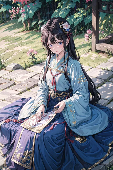 1girl, 21 years old, detailed face, detailed eyes, long hair, innocent, seductive face,
hanfu, ming style, Lute-shaped sleeve, mamian skirt, long coat, yunjian,
,golden, interactive, sitting down, (from above: 1.6) <lora:hanfu_v30:0.5>