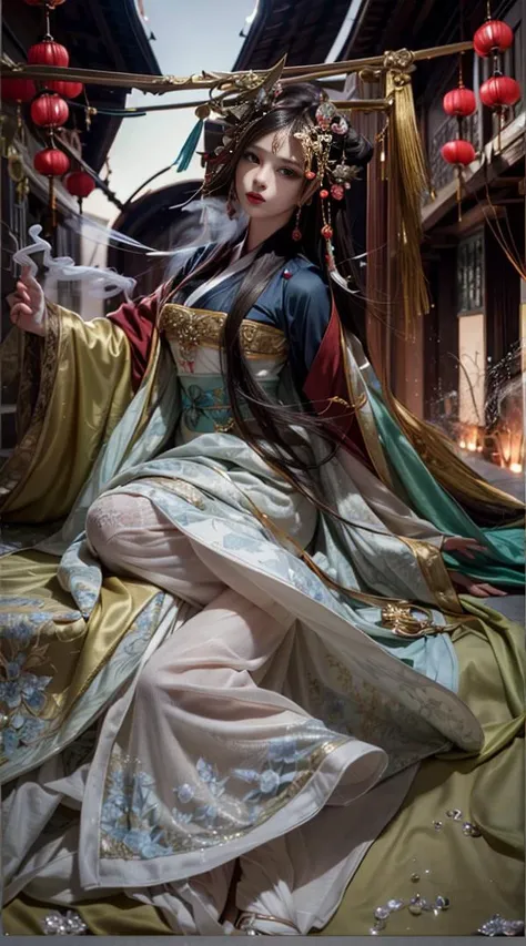 <lora:add_detail:1> , <lora:epiNoiseoffset_v2:0.7>, <lora:songStyle16:0.6>, <lora:Smoke:1>, (1girl, Eveel SG, an elegant charming Chinese Taoist woman\), female focus, sfw, shoj, Fusuma, (smoke:1.4),, (coolcolor:1.5), makeup, jewelry, (long hair, hair ornament, dignified expression, HANFU, SONG, hair bun:1.2), prestige, luxury, exquisite, detailed skin texture, detailed clothes, detailed clothes texture, ultra realistic, ultra detailed, highly intricate details, correct proportion, perfect anatomy, perfect female body, perfect female figure, gorgeous detail face, perfect face, enchanting face, perfect eyes, beautiful detailed gradient eyes, shiny eyes, shiny skin, pale skin, shiny eyes, clear and bright eyes, deep gaze, official art, professional artwork, famous artwork,masterpiece, flawless, clean, best quality, 8k uhd,
