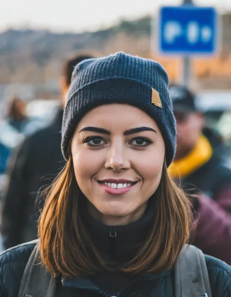 professional close-up portrait photography of the face of a beautiful ((ohwx woman))<lora:aubrey_lora_sdxl_v1-000008:1> at border crossing during Morning, Nikon Z9