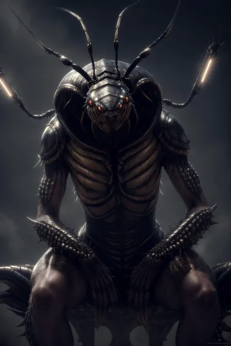 eldritch heretic monster, centipede deity, close up, cinematic shot, seated on an insectoid throne, swarm deity, stunning face, frightening appearance, backlight, mesmerizing entity, goddess of swarm, cockroach, void creature, strange light, unhuman creatures, thousands insect legs, (masterpiece:1.2) (photography:1.2) (best quality) (detailed) (intricate) (8k) (HDR) (cinematic lighting) (sharp focus), complex composition, <lora:add_detail:1>!, realistic, WLOP, dark fantasy, intricate details ::-1.4K photorealism, hyperrealism, octane render, unreal engine 5, Octane rendering, dynamic lighting, magical and mysterious, mystical, atmospheric, ominous, eerie, dramatic cinematic lighting, <lora:PovFromBelowV1:1>