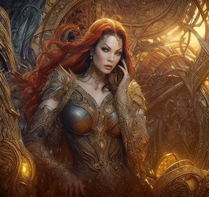 ((Beautiful Female Dryad queen with glowing pale skin, bright aquamarine eyes, ruby red lips, long pink hair flowing, wearing intricate regal looking leather and lace frock coat in gold and black and corset with thigh high stockings and tall riding boot, standing with arms folded under breasts, in ruined elven gazebo standing on a peak, foreboding looking dark mountain landscape with small crescent moon & wispy dark clouds in the background at night)), ((dynamic pose)), ((Subtle lighting)), ((Good Highlights)), ((Perfect Proportions)), (dynamic), (intricate), (complimentary colors), (Professional), (Award winning),