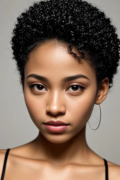 Beautiful african american woman face closeup. Studio shot