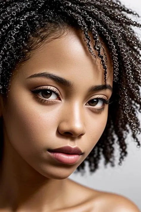 Beautiful african american woman face closeup. Studio shot