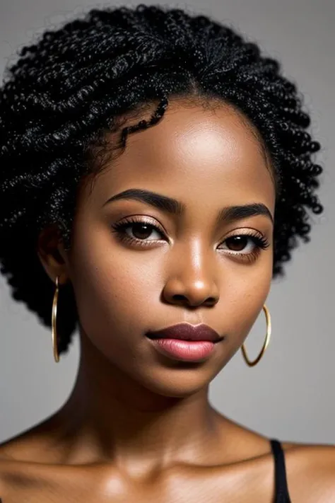 Beautiful african american woman face closeup. Studio shot