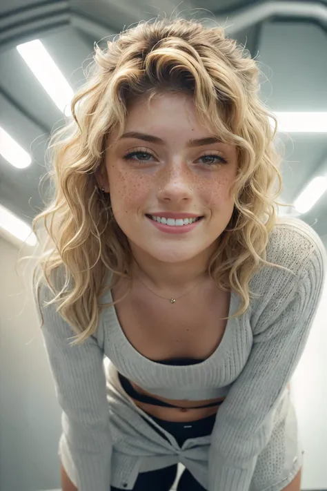 <lora:15FaithUPAnt-531-000009:1> (f41th0rdw4y:1.3), (high-angle shot:1.3), (close-up portrait:1.3) photo of woman, 8k resolution, best quality, photorealistic, masterpiece, beautiful composition, volumetric lighting, atmospheric shadows, bokeh, (subsurface scattering:1.2), cinematic lighting, (focus on face, eye-level:1.3), look at viewer, dramatic, award winning, cinematic lighting, unreal, absurdres, volumetrics dtx
(flirty smile:1.3), blonde hair, wavy hair, nose ring, wearing low-cut white sweater and bodycon shorts, athletic, toned abs, midriff
