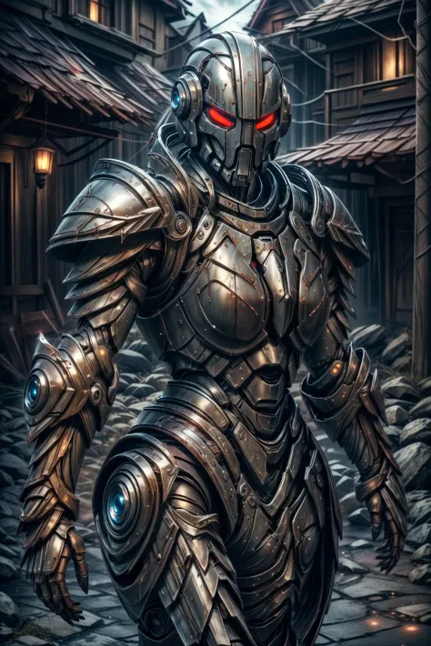 (masterpiece, best quality),  intricate details,
1girl,   <lora:RPGWarforged:0.8> warforged, armor, rusty, dented, damaged, red eyes, warlock, casting spell,( arcane sigils, magic,  glowing aura:1.2), breastplate, female, 
 <lora:GlowingRunesAI:0.4> glowingrunesai,  <lora:EnergyVeins:0.4> <lora:Unholy:0.5> sp3ct4,
  <lora:Elixir:0.4> <lora:more_details:0.6> <lora:JourneyLoRA:0.3> <lora:add_detail:0.45> <lora:LowRA:0.4>