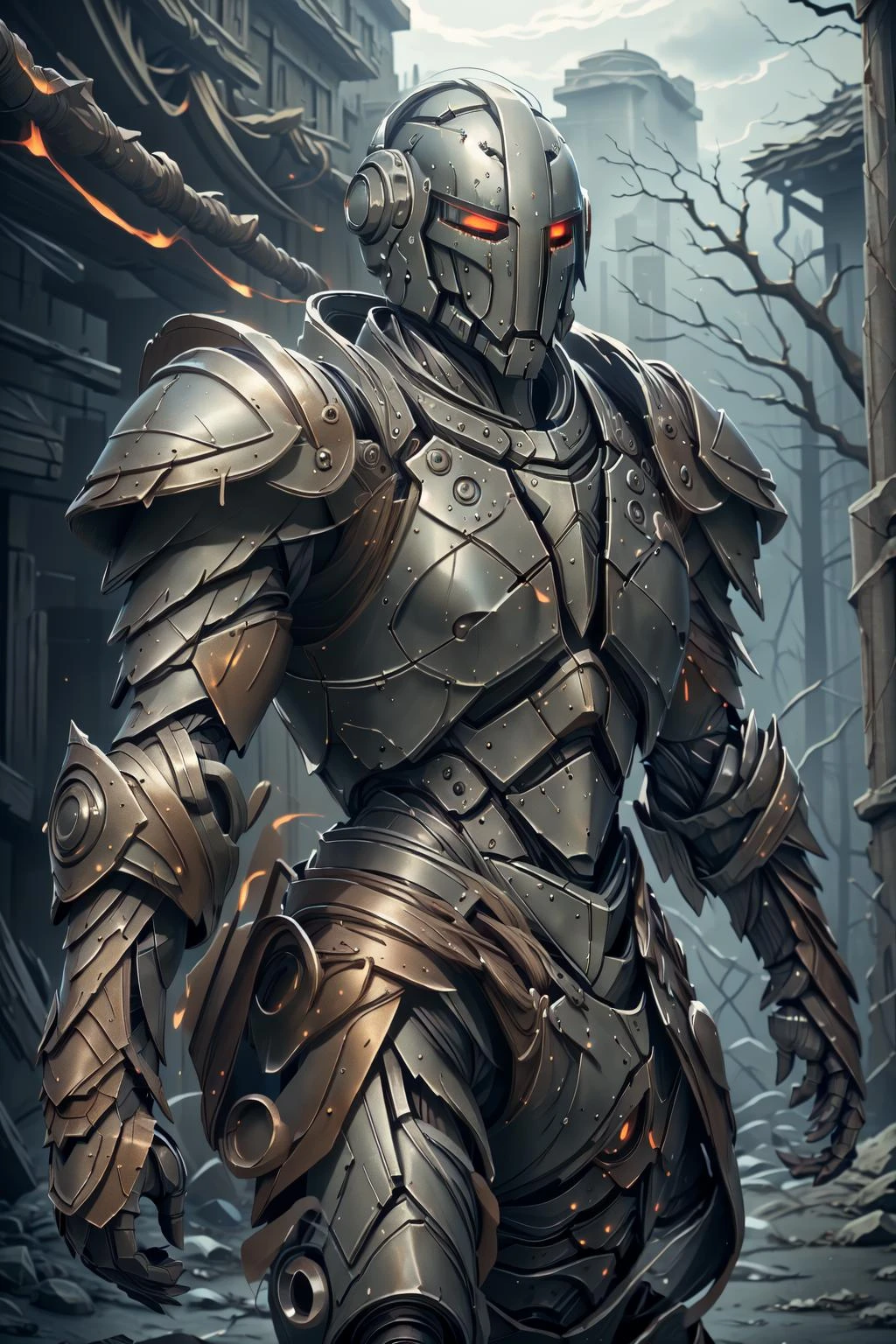 (masterpiece, best quality), intricate details,
1girl, <lora:RPGWarforged:0.8> warforged, armor, rusty, dented, damaged, red eyes, warlock, black robe, casting spell, arcane sigils, magic,
<lora:GlowingRunesAI:0.6> glowingrunesai, <lora:EnergyVeins:0.6> <lora:Unholy:0.7> sp3ct4,