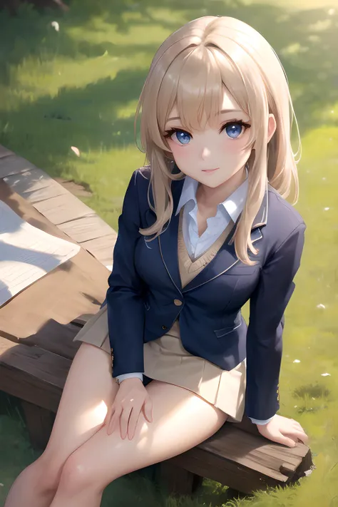 <lora:kleeGenshinImpact_v10:0.7>,(small breasts), perfact breasts,
masterpiece, best quality, ultra-detailed, beautiful lighting, bangs, (blazer:1.1), perfect eyes,
(Sitting on the ground with legs outstretched:1.1), (Lightweight sweaters:1.1), (pov:1.1), (smile:0.7), outdoors, spring \(season\),