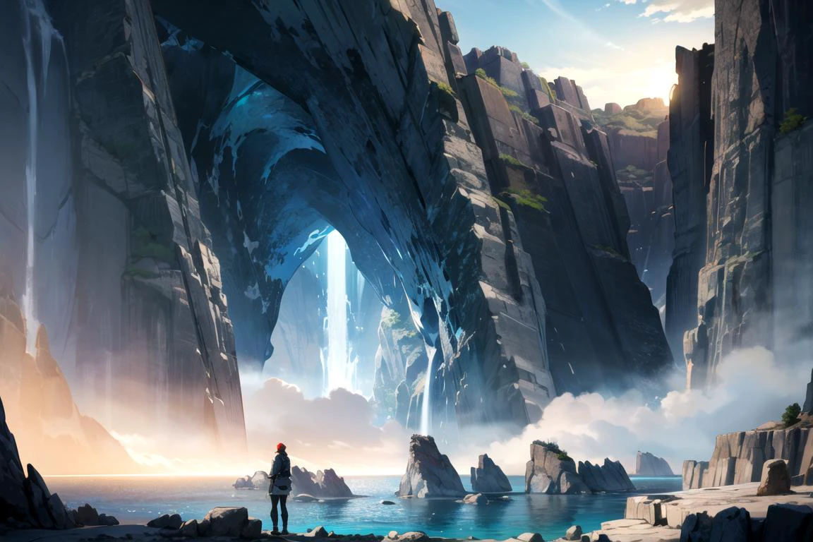 ((masterpiece,best quality)),paradise island, dawn, moody, blue transparent water, nature, palms, rocks, clouds, dramatic weather, cinematic, pirate theme, 16:9, masterpiece, high quality, highres, editorial, artstation, dramatic, dynamic, great composition, concept art, matte painting, real, hyperreal, photoreal,<lora:add_detail:0.3> ,ray tracing, <lora:Vibrance:0.3>
