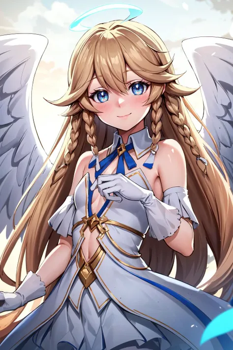 (masterpiece, best quality, high quality, highres:1.2), ultra high res, absurdres, sharp focus, detailed,
standing, mid shot,
1girl, e7 aol, white gloves, spread wings,
looking at viewer, blue eyes, defined pupils, finely-detailed eyes, smile,
perfect hands, skinny, detailed skin, shiny skin,
outdoors, park, daytime,
detailed background, brilliant colorful, subsurface scattering, volumetric lighting, extremely detailed
 <lora:e7 AOL2:0.7> <lora:add_sharpness:-0.3>