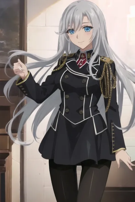 <lora:la-000012:1>,((masterpiece,best quality, detailed)), ultra-detailed, detailed hair,cowboy shot, (1girl:1.2), solo,( long hair:1.3), (floating hair:1.2), (smile:1.1),medium breasts, standing, (black military uniform:1.3), (black pantyhose:1.3), <lora:pastelMixStylizedAnime_pastelMixLoraVersion:0.6>