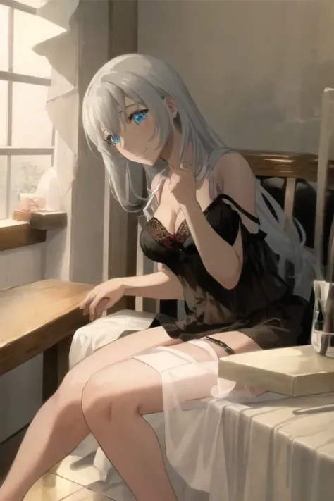 <lora:la-000012:1>,((masterpiece,best quality, detailed)), ultra-detailed, detailed hair,cowboy shot, (1girl:1.2), solo,( long hair:1.3), (floating hair:1.2), (smile:1.1),medium breasts, sitting,(lingerie:1.3),<lora:pastelMixStylizedAnime_pastelMixLoraVersion:0.8>