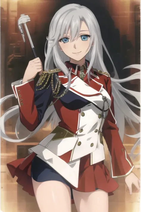 <lora:la-000012:1>,((masterpiece,best quality, detailed)), ultra-detailed, detailed hair,cowboy shot, (1girl:1.2), solo,( long hair:1.3), (floating hair:1.2), (smile:1.1),medium breasts, standing, (military uniform:1.3), <lora:pastelMixStylizedAnime_pastelMixLoraVersion:0.6>