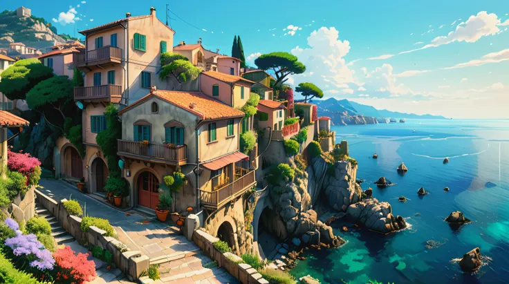 aesthetic landscape picture anime, Ghibli, detailed, HDR, Enhance, MEDITERRANEAN,muted colors, 8k, masterpiece, <lora:xl_more_art-full_v1:0.8>,  <lora:ghibli_last:0.3>,  <lora:add-detail-xl:1>