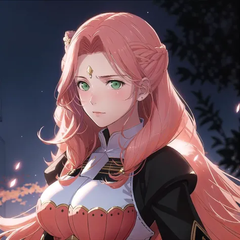 FE16, Fire Emblem, Fire Emblem Three Houses, Cornelia, Rhea, tiara, standing in a school courtyard, (1girl, solo focus:1.2), BREAK (concept art:1.5) BREAK High-quality character animation, detailed costume design, realistic character shading, advanced silhouette rendering, dynamic skin and hair, depth-aware color correction, character-focused ambient lighting BREAK (detailed eyes+face:1.3), (peach hair, green eyes:1.3), red dress, Angry, very large breasts, cleavage