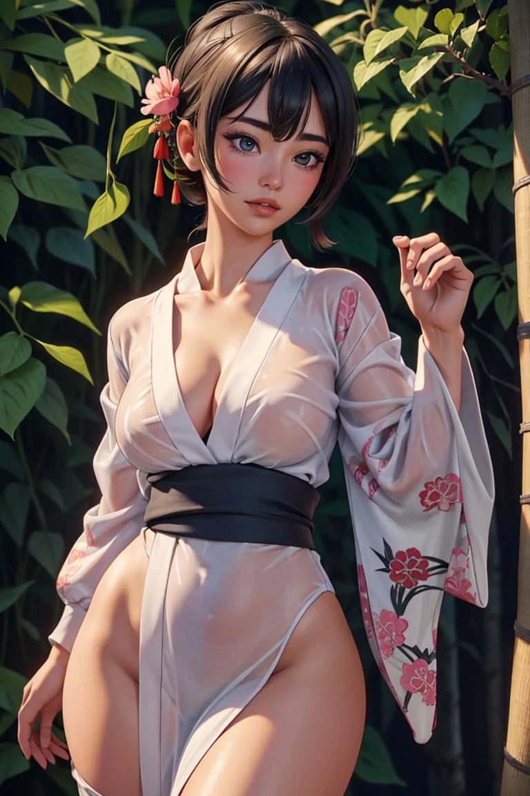 (masterpiece, best quality, hires, high resolution:1.2, 4k, 8k , high quality), extremely detailed, realistic, intricate details, highres, 1girl, solo, (large breasts, thick thighs, wide hips), arched back,(cinematic lighting, sunlight, perfect lighting, backlighting), eye-level shot, extreme close-up-shot, looking at viewer,
<lora:SeeThroughKimonoNoise:0.8> see-through kimono, kimono, japanese clothes
