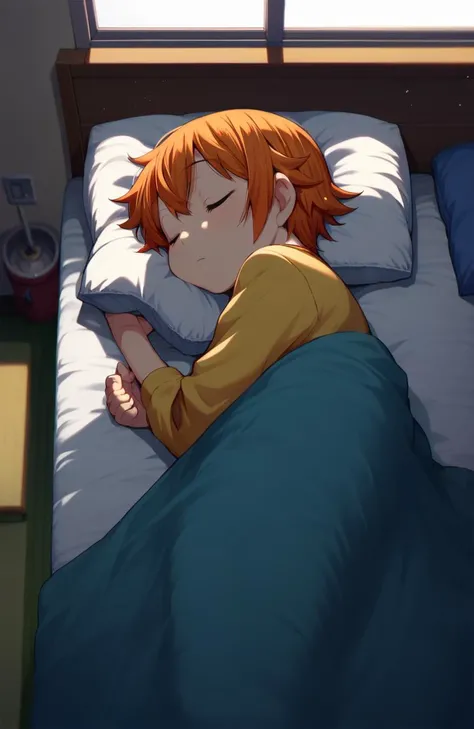 score_9, score_8_up, score_7_up, <lora:SatsukiItsukaStylebyRR:1>, satsukiitsukastylebyrr, satsukiitsuka,
1girl, solo, lying, covered with a bed blanket, sleeping,
dynamic shot, indoors, bedroom, pillow,