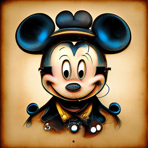 (steampunkai)++, (mickey mouse), portrait, steampunk