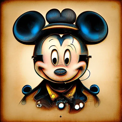 (steampunkai)++, (mickey mouse), portrait, steampunk