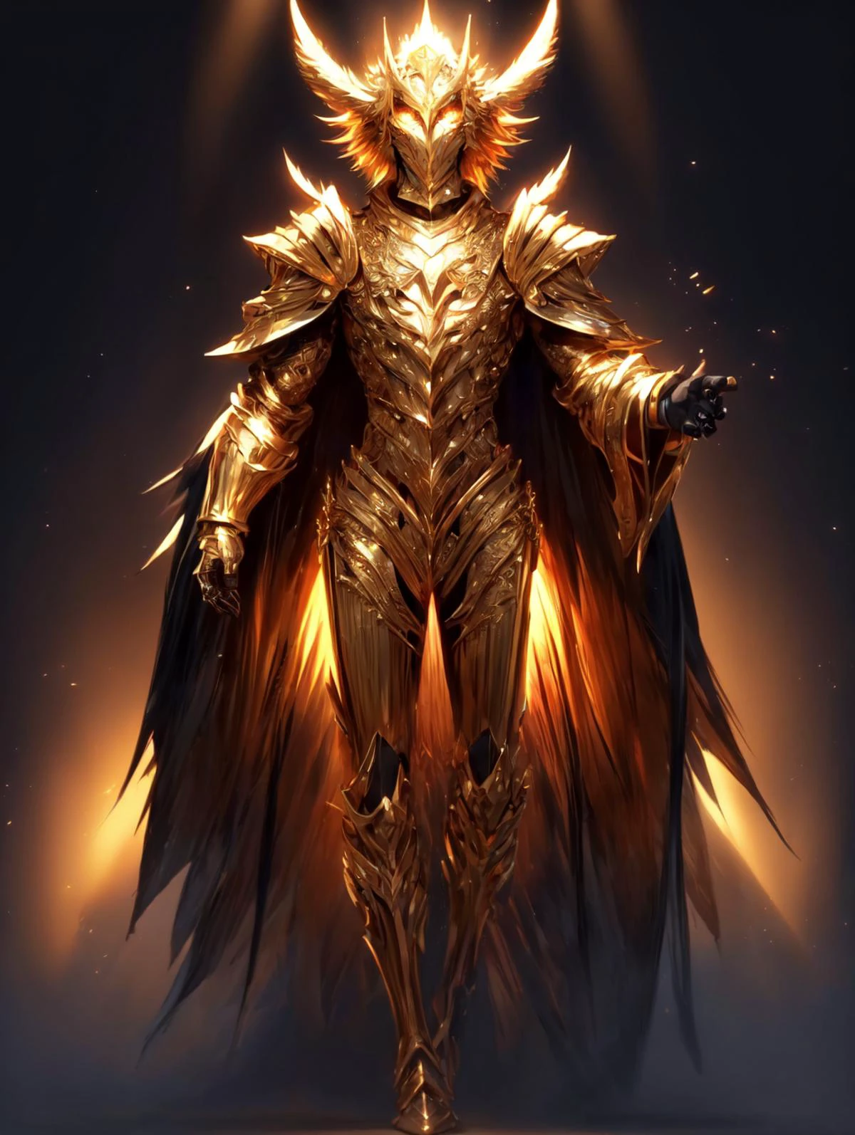 30yo 1boy, detailed face, looking at viewer, (full body shot:1.4), hdr, 8k, detailed golden eyes, standing, black armor <lora:more_details:0.5>, <lora:Loraeyes_V1:0.4> loraeyes, <lora:Bright_Eyes:0.4> AGGA_ST002, bright pupils, <lora:DivineBeast:1> divine beast, glowing eyes, chiaroscuro lighting