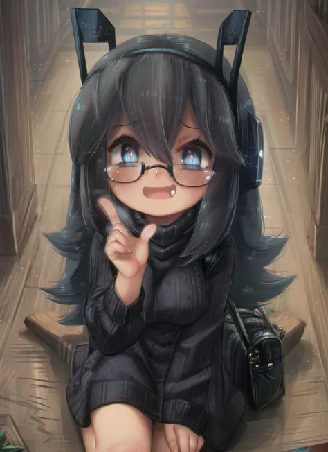 ((best quality)), ((highly detailed)), masterpiece, extremely detailed face, beautiful face, (detailed eyes, deep eyes), (1girl), (glasses), full body, <lora:hairdetailer:1>, , <lora:hexManiacPokemonLora_1:1>, hexmaniacms, ((@.@)), bags under eyes, ahoge, headband, black hair, pale skin, large breasts, long sleeved turtleneck sweater dress, purple clothes, <lora:porforever_v1.0:1>