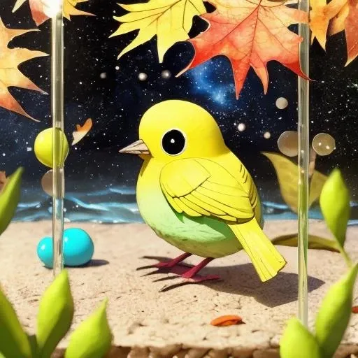 bird, sparrow <lora:bird:0.8>Autumn Brown,universe,Dalle de verre,
