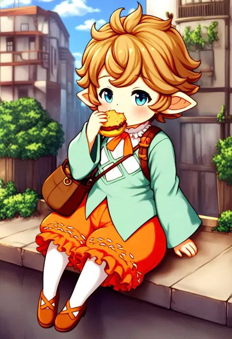 <lora:Hyper-SDXL-8steps-lora:1><lora:Fixhands_anime_bdsqlsz_V1:1>zPDXL2, score_9, score_8_up, score_7_up, source_anime, intricate details, perfect anatomy BREAK
1girl, solo, chibi, gbf-sierokarte, harvin, brown hair, short hair, green eyes, green shirt, long sleeves, orange puffy shorts, gbf-sierokarte outfit, white socks, brown shoes, bag, pocket watch,
sitting, eating hamburger,
outdoors, city, tokyo, japan,
<lora:GBF-sierokarte_XL(pony)v10:1>