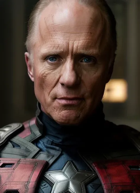 RAW photo of eh1, man in captain america costumedetailed textures, sharp focus, ultra high pixel detail, absurdres, cinematic, intricate, cinematic light, concept art, art station, realistic, movie scene, cinematic, high quality, craig mullins and wayne barlowe style, full colors, incredibly detailed, 4k, 8k, <lora:EdHarris-06:1>