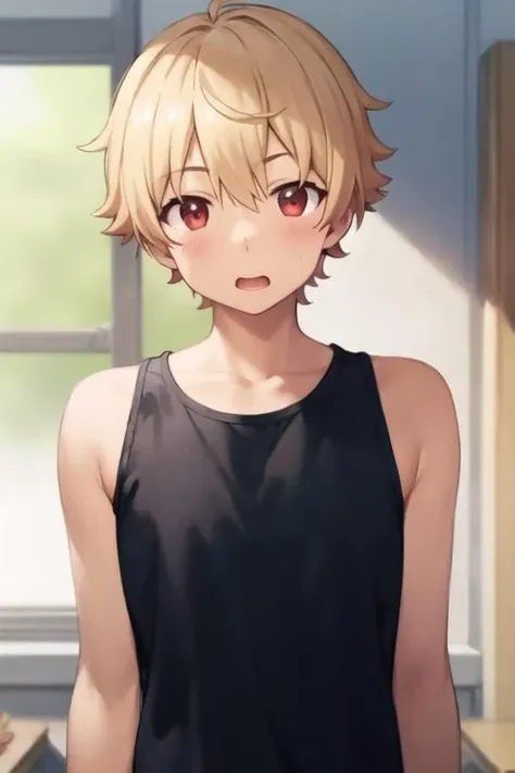 masterpiece, best quality, high quality, 1boy, solo, male focus, looking at viewer, upper body, <lora:subaru_uchimaki:0.74>, subaru_uchimaki, , tank top