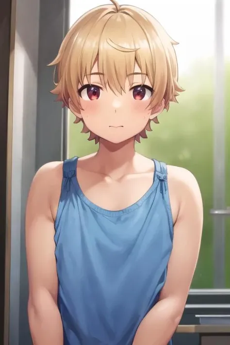 masterpiece, best quality, high quality, 1boy, solo, male focus, looking at viewer, upper body, <lora:subaru_uchimaki:0.78>, subaru_uchimaki, , tank top
