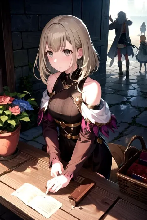 <lora:Kohane3rd-01:0.78>, kohane3rd,   	"If you ask me, life is all about who you know and what you can find. When you live up in the Riftshadow Ruins, just finding food can be tough. So you need to cut corners, you need to scrounge, you need to know your strengths. Some of the beasts up there can kill you, so you need a way to trap the weak and duck the strong. On the upside, the ruins have history, and history is worth a lot to some people. There used to be a palace there, where they had all these dark rituals. Bad stuff. If you survived the ceremony, they would shatter a crystal and split your soul into pieces. They made great art though! Sculptures and such. Let me tell you: sometimes you stumble onto some of those old carvings. Take a pack full of those to town and sell them, then get yourself food for a few weeks. If luck is really on your side, you might find a Riftshadow crystal. Get it appraised and start asking around. Someone always knows some crazy fool looking for this kind of thing. If all else fails, sell it to a Magus the next time one's in town. They love that stuff. Still, whatever you do, be careful handling those crystals. You do not want one to go off on you. It really hurts."