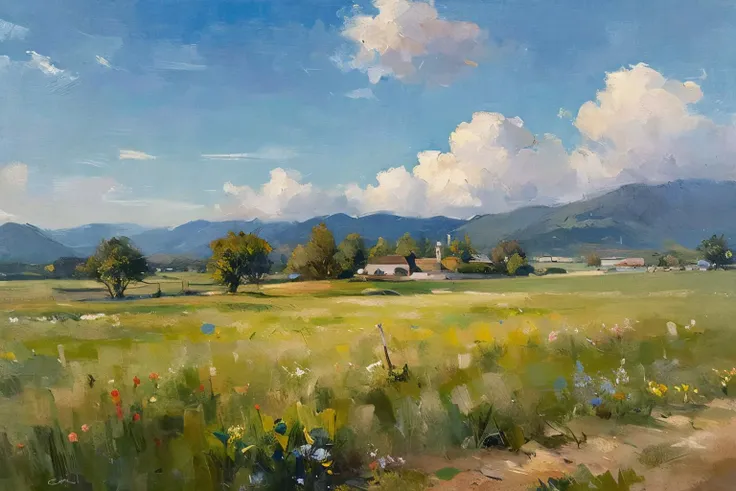(masterpiece,best quality:1.5), landscape, (field:1.3), day, bichu, oil painting, <lora:oil painting:1> <lora:add_detail:1>