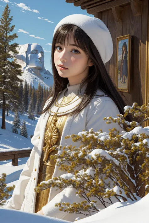 1girl, professional, Impressionism, lovely, landscape of a Cluttered Serious ([Coral Reef:Museum:3]:1.3) from inside of The Mount Rushmore, stylized, Byzantine roots and Zodiacal light in background, Snowy, figurativism art, (impressionism art stylized by Herb Trimpe:1.1) , Ultrarealistic, Satisfying, flat lighting, 800mm lens, Albumen, Gold Leafing, layered textures, 64K, wallpaper