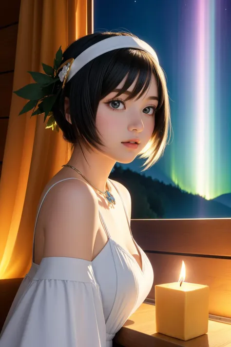 1girl, cute 3d blender render, MOBA style, over the shoulder shot of a Angelic 1920'S Mennonite ([Foliage|tofu] of Haste:1.3) , it is anthropomorphic reimagined as a Pixel art game character, it is with Sultans details, from inside of a Hypnotic Bar, lush cityscape and field, Fall, deep focus, Screen print, Awe, Cutecore, Candle light, Low shutter, Technicolor, Crepuscular Rays, Aurora Borealis, Unsplash, Highres