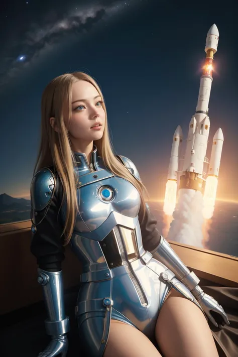 (masterpiece), selfie, centered, Instagram able, steampunk astronaut 1girl, cute smile, red ribbon, long wavy hair, blonde hair, red eyes, steampunk spaceship interior, space background, stray hair, fisheye effect, backlight, dynamic lighting, reflection, depth of field, ultra detailed, intricate, (epic composition, epic proportion), professional work, FF, mecha,