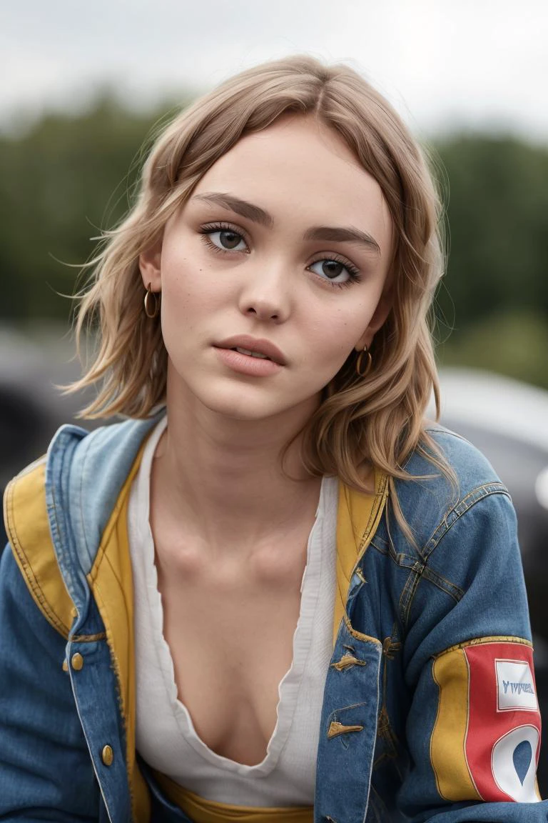 full body photo of ((Lily Rose Depp)), denim shorts and black crop top, art studio, ((sharp focus, raw photo, best quality, ultra high definition, photorealistic, masterpiece, ultra-detailed, high contrast)), diffused soft lighting, analog, raw, depth of field, (((cowboy shot, modeling photoshoot))), (((hyperdetailed skin, detailed facial features, realistic eyes)))