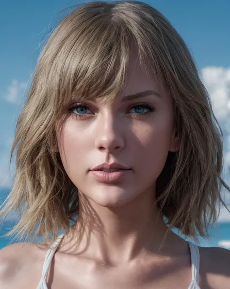 natural light, lens flare, bokeh,, RAW photo, high quality photo portrait of (Taylor Swift), sunny beach background, cyberpunk background, ambient occlusion, beautiful eyes, high definition, high resolution, (detailed skin:1.3), (detailed skin texture), detailed mouth, detailed chin, detailed nose, dramatic lighting, cinematic lighting, high definition, high quality, Fujifilm XT3, <lora:LowRA:0.4>, <lora:AddDetail:0.5>, <lora:FilmG3:0.35>