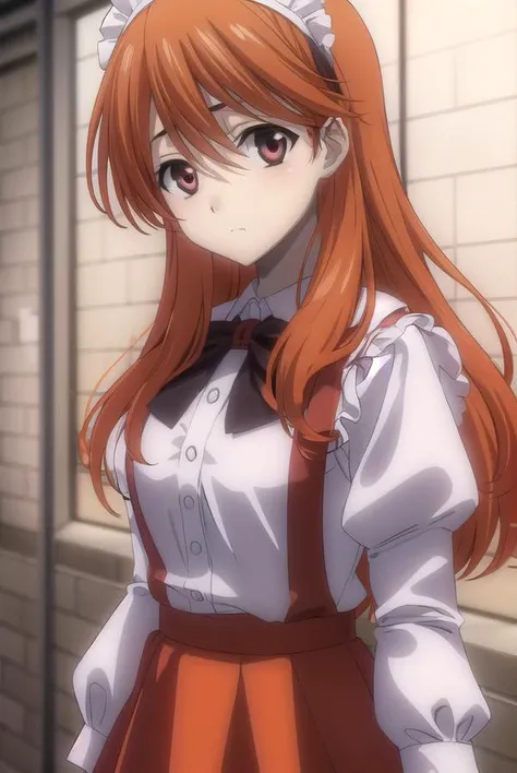 yuuashikaga, <lora:yuuki ashikaga-lora-nochekaiser:1>,
yuu ashikaga crossdress maid, long hair, (orange hair:1.3), long sleeves, (brown eyes:1.3), puffy sleeves, bowtie, maid headdress, black bowtie, waitress, skirt, (red skirt:1.5),
BREAK ,
BREAK indoors,
BREAK looking at viewer, (cowboy shot:1.5),
BREAK <lyco:GoodHands-beta2:1>, (masterpiece:1.2), best quality, high resolution, unity 8k wallpaper, (illustration:0.8), (beautiful detailed eyes:1.6), extremely detailed face, perfect lighting, extremely detailed CG, (perfect hands, perfect anatomy),