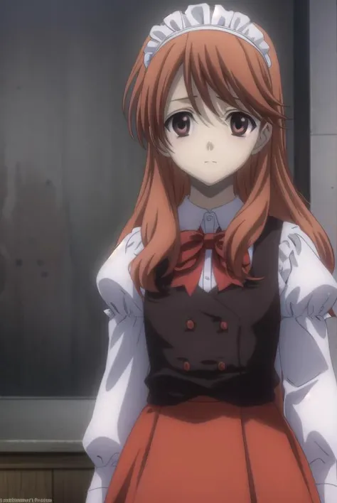 yuuashikaga, <lora:yuuki ashikaga-lora-nochekaiser:1>,
yuu ashikaga crossdress maid, long hair, (orange hair:1.3), long sleeves, (brown eyes:1.5), puffy sleeves, bowtie, maid headdress, black bowtie, waitress, (red skirt:1.5),
BREAK ,
BREAK indoors,
BREAK looking at viewer, (cowboy shot:1.5),
BREAK <lyco:GoodHands-beta2:1>, (masterpiece:1.2), best quality, high resolution, unity 8k wallpaper, (illustration:0.8), (beautiful detailed eyes:1.6), extremely detailed face, perfect lighting, extremely detailed CG, (perfect hands, perfect anatomy),